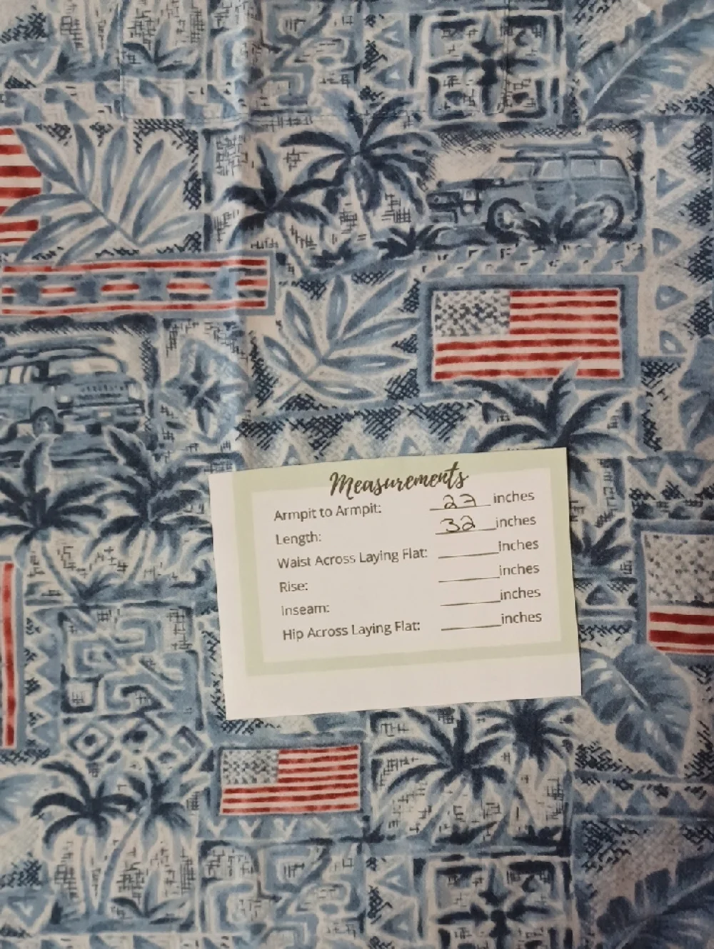 The Foundry Supply Co. Blue Short-Sleeve Tropical Flag Print Button-Down Shirt